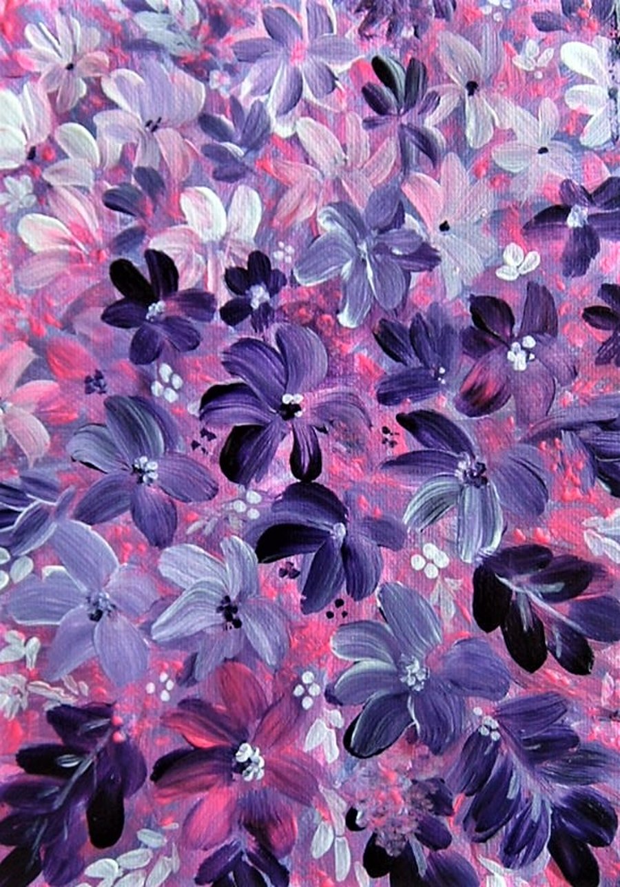 original art painting purple flowers ( ref F 559)