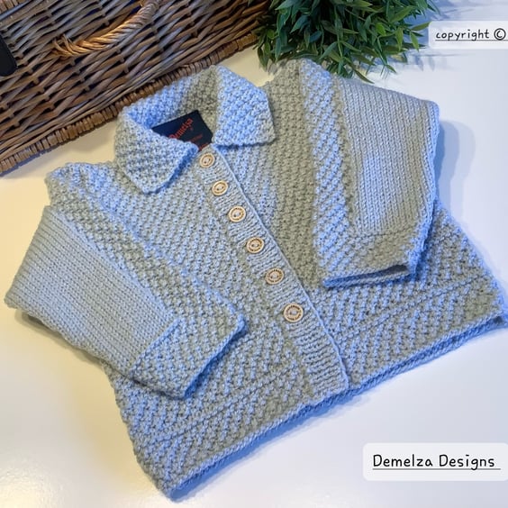 Designer Hand Knitted Long Length Cosy Cardigan 9-18 months