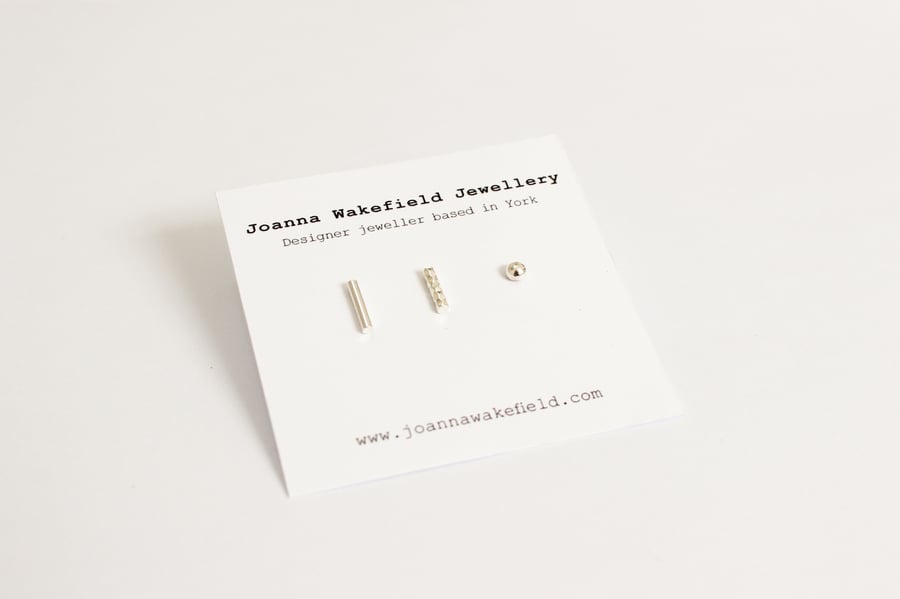 Silver earring trio, set of 3, recycled silver, eco silver