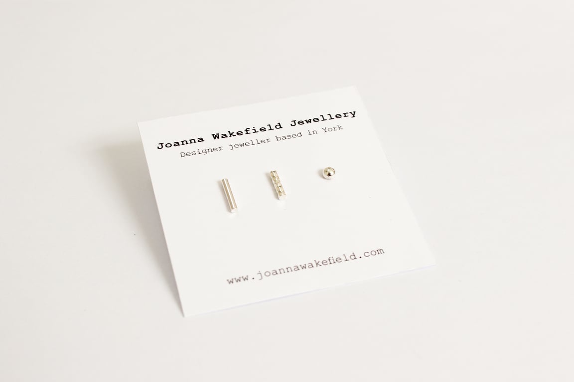 Silver earring trio, set of 3, recycled silver, eco silver