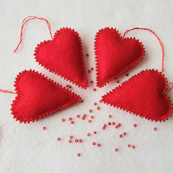 Red felt hearts