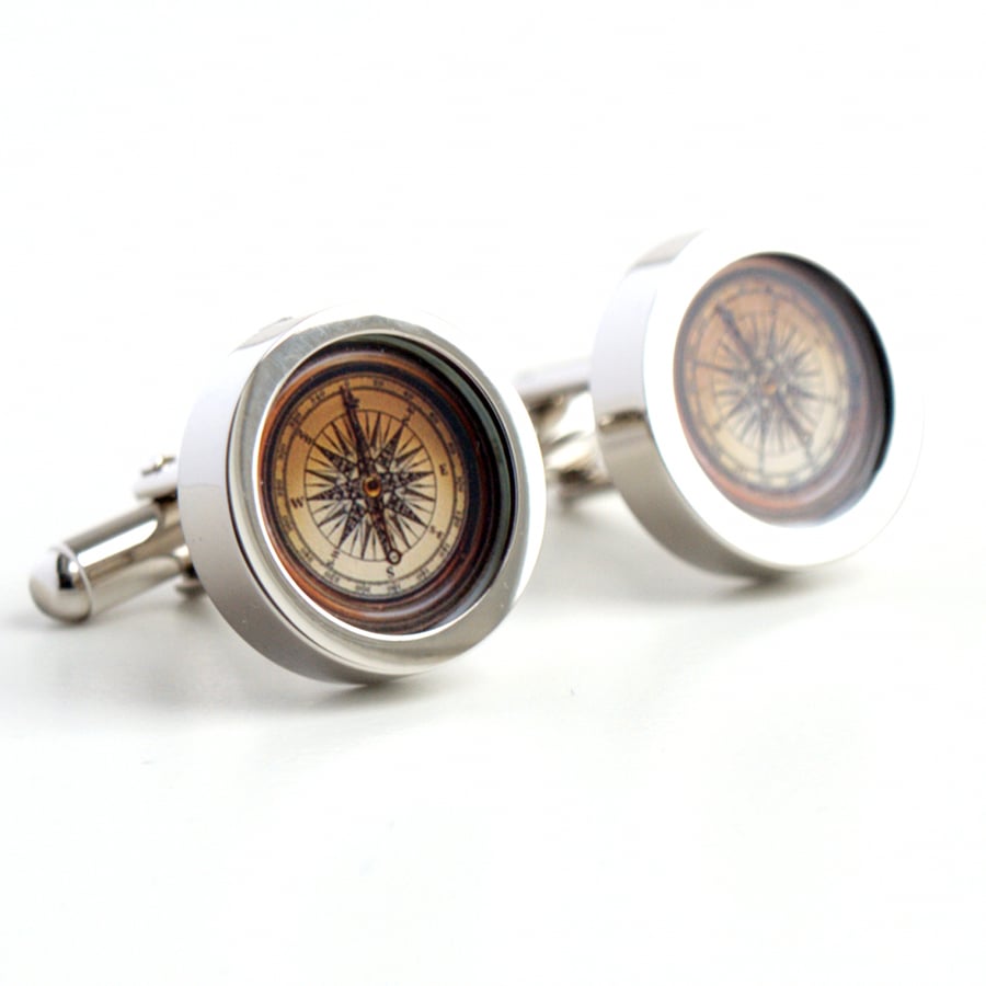Compass Cufflinks Nautical Cufflinks from the N... Folksy