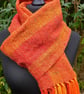 Handwoven Merino, Silk & Llama Scarf – Orange, Red & Gold - Image 6