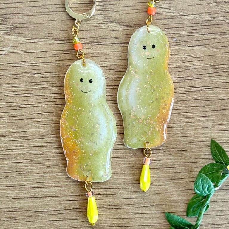 Jelly Baby Earrings - Retro Candy Sweet Foodie Dangle Huggie Hoops