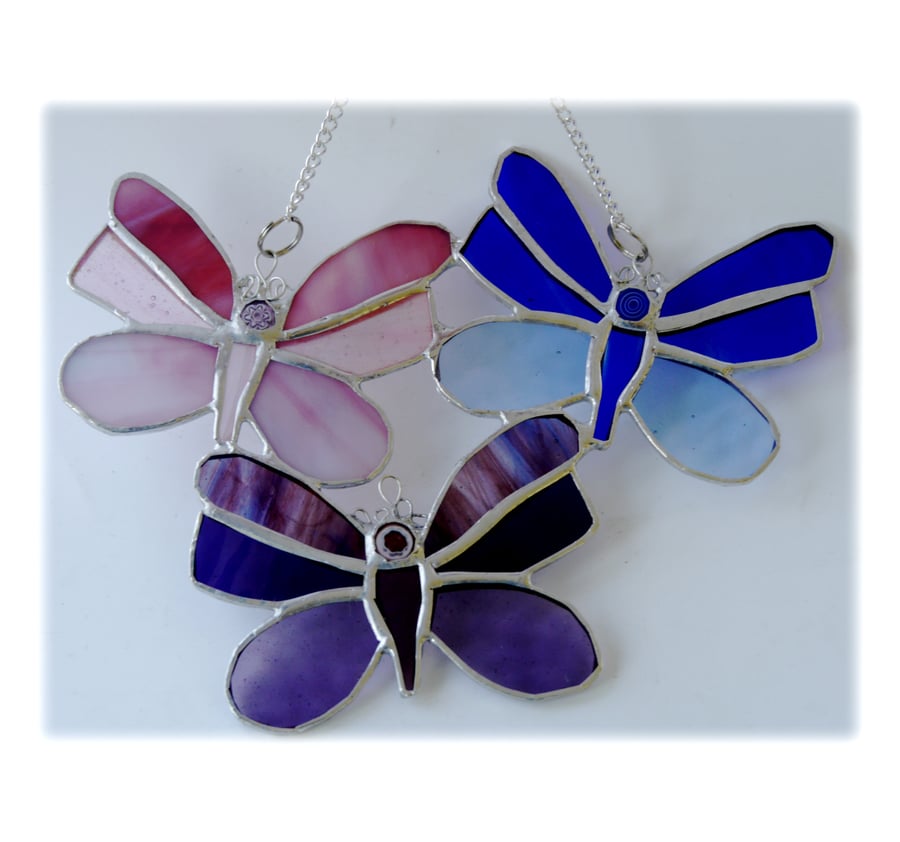 Trio of Butterflies Stained Glass Suncatcher 011