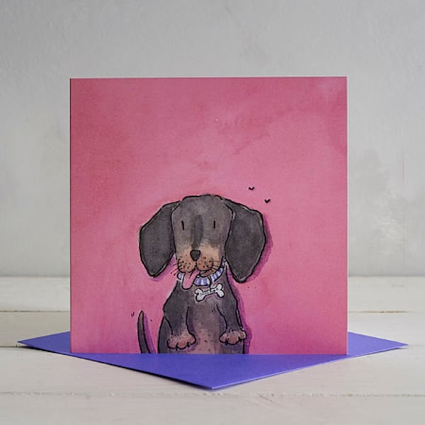 Sizzles Sausage dog greetings Card