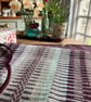 Rosanna cushion: Aubergine, Misty Woods & Sea Mist Blue. Handwoven in Wales - Image 8