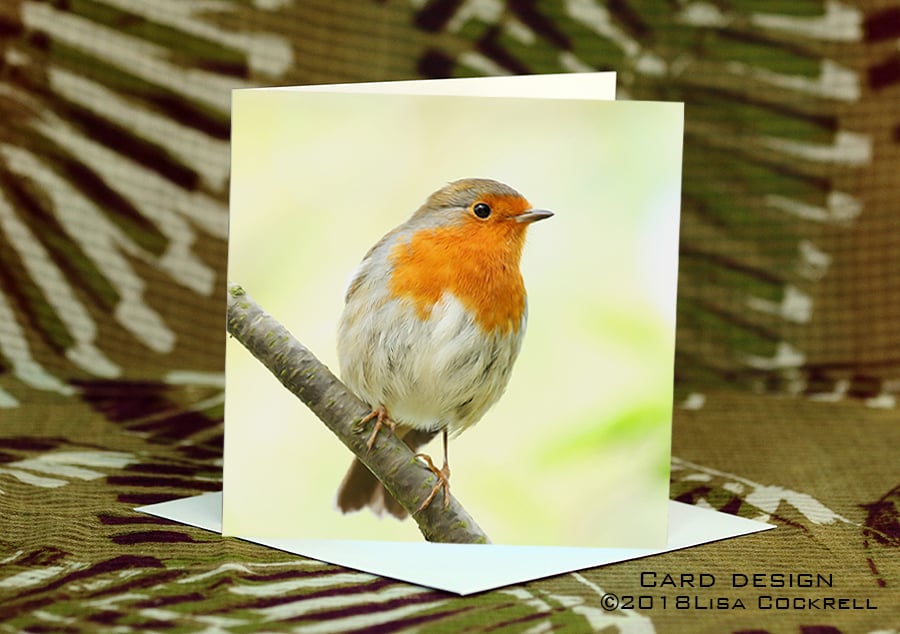 Exclusive Handmade Garden Robin Card on Archive Photo Paper