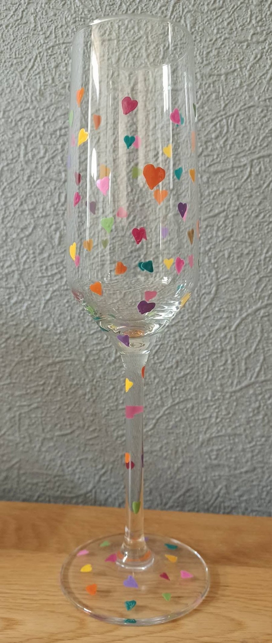 Hand Painted Love Heart Champagne Glass