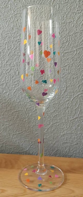 Handpainted Love Heart Champagne Glass