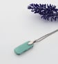Light Green and Black Fused Glass Pendant with Stainless Steel Chain - Image 7
