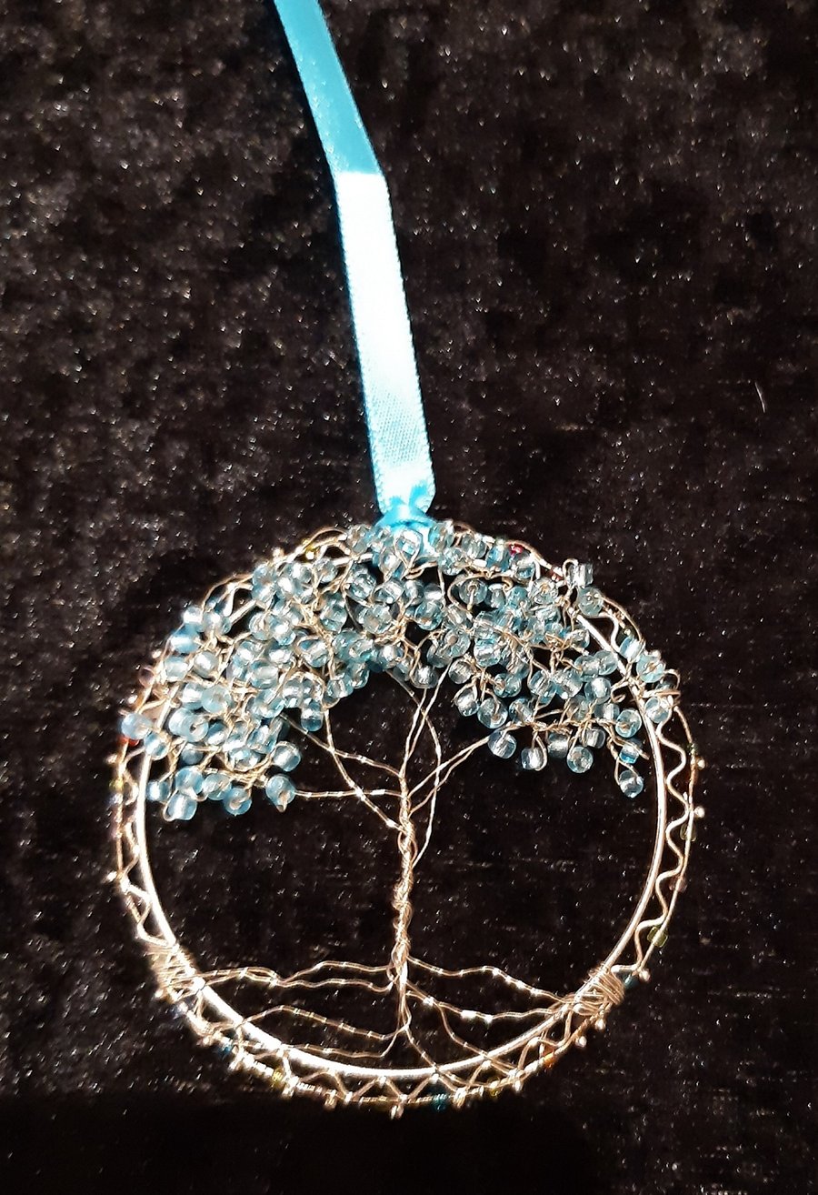  Glass beads  tree of life bangle hangers on a ribbon 