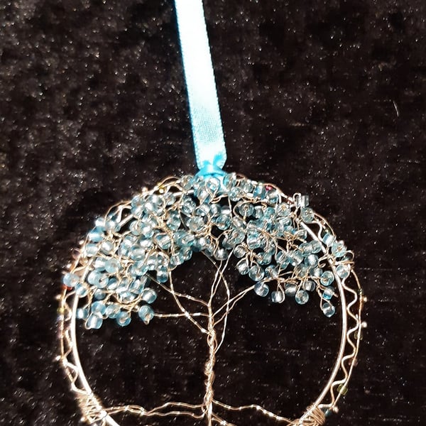  Glass beads  tree of life bangle hangers on a ribbon 