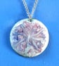 medium pendant - dark pink and blue scrolled on white - Image 4