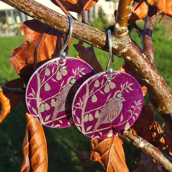 A Partridge in a Pear Tree Aluminium Earrings 