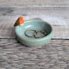 Small ceramic ring dish with mini robin