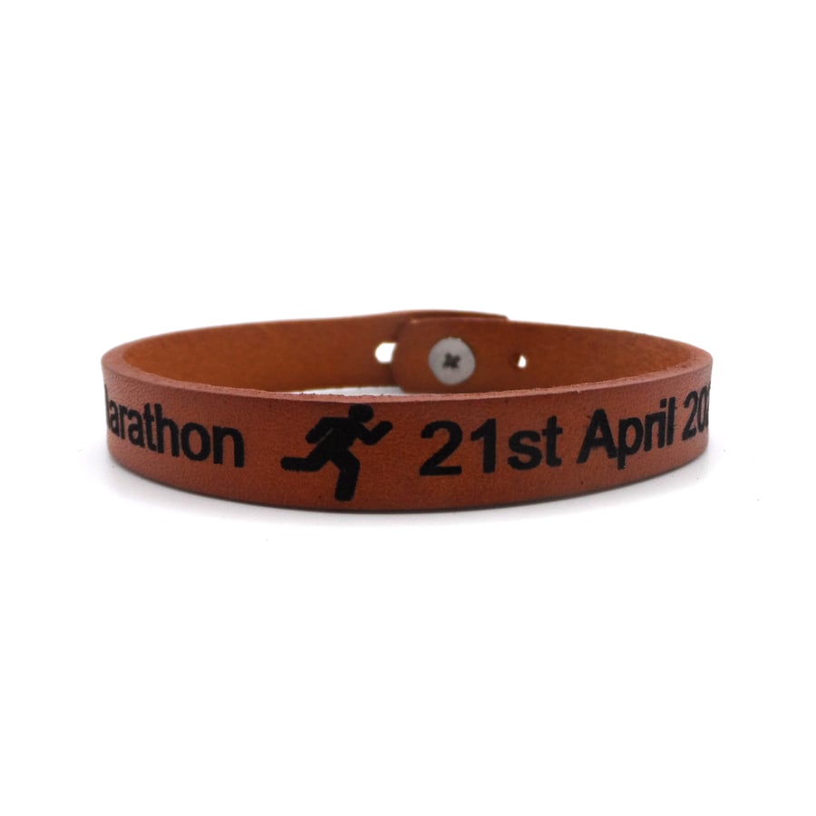 Marathon Bracelet personalised leather with choice of colours, adjustable length