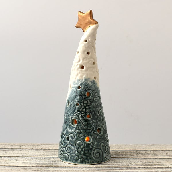 A320 Ceramic Christmas Tree Tea Light Holder (UK postage free)