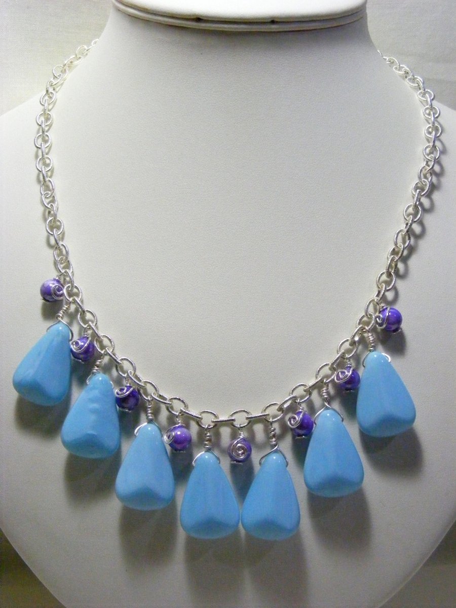 Pale Blue and Purple Necklace