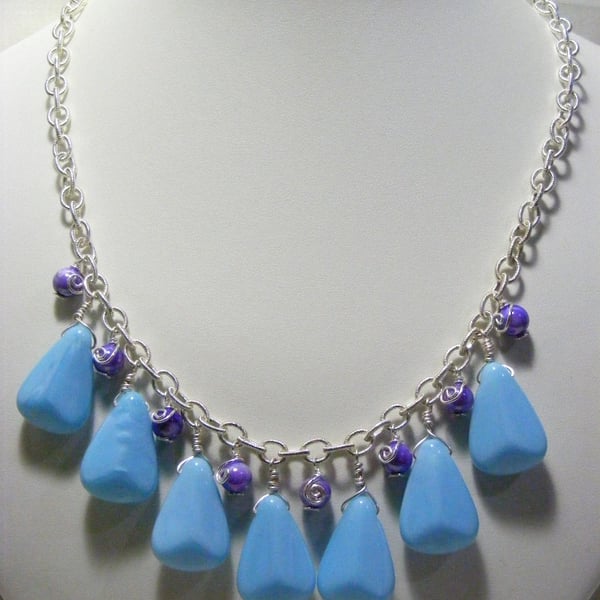 Pale Blue and Purple Necklace