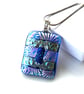 Dichroic Glass Pendant 282 Silver Florentine Handmade with silver plated chain - Image 7