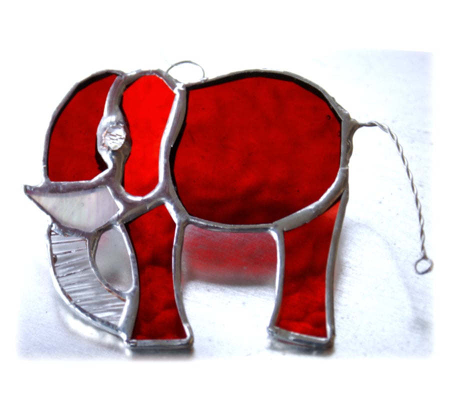Elephant Suncatcher Stained Glass Red Little 067