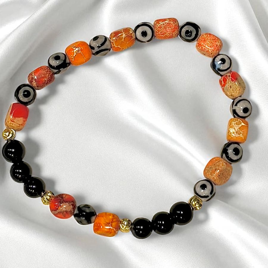 Orange Sea Sediment Jasper stretch Bracelet