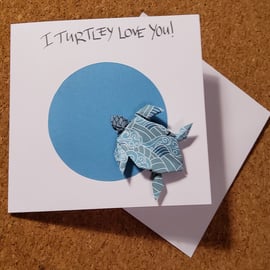 I Turtley Love You! - origami turtle greetings card