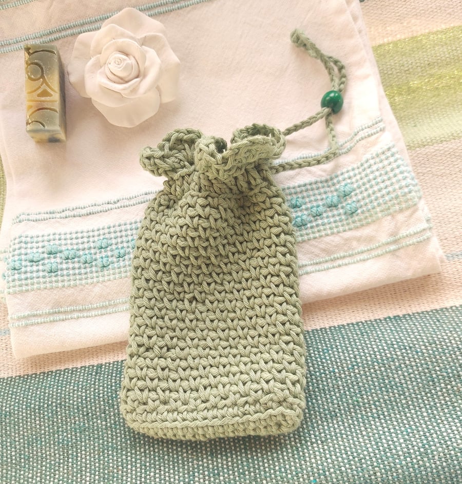 Soap Bag, scrubber, organic certified cotton