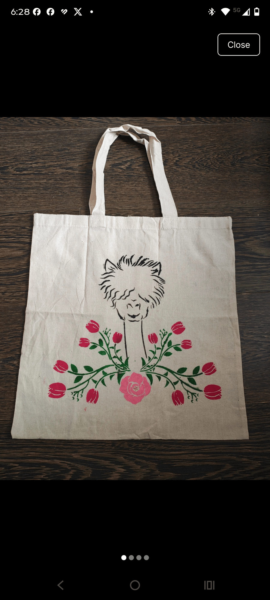 Hand painted tote bag 