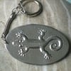 Handmade Gecko Keyring in Silver Pewter