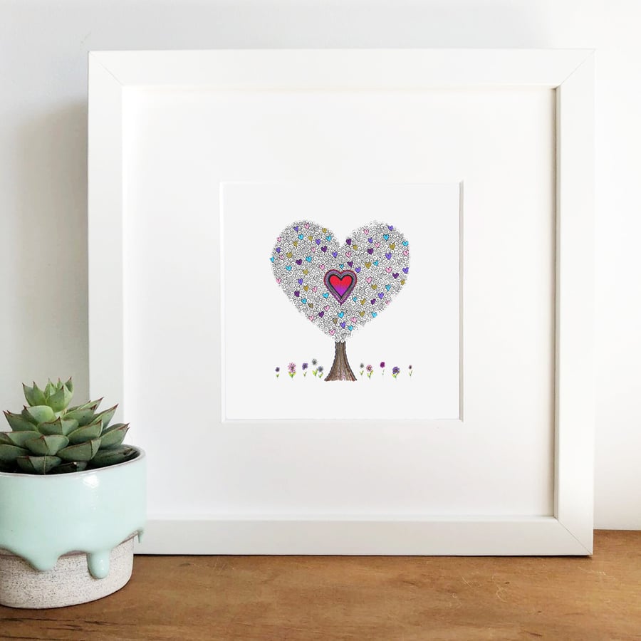 'Love Grows Here' Hand Finished Framed Print