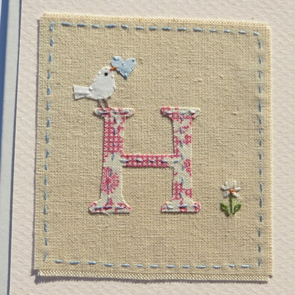 Sweet little hand-stitched letter H - new baby, Christening or birthday