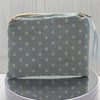 Blue and Ivory polka dot linen print coin purse B3