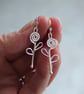 Silver Spiral Flower Dangle Earrings - Image 2