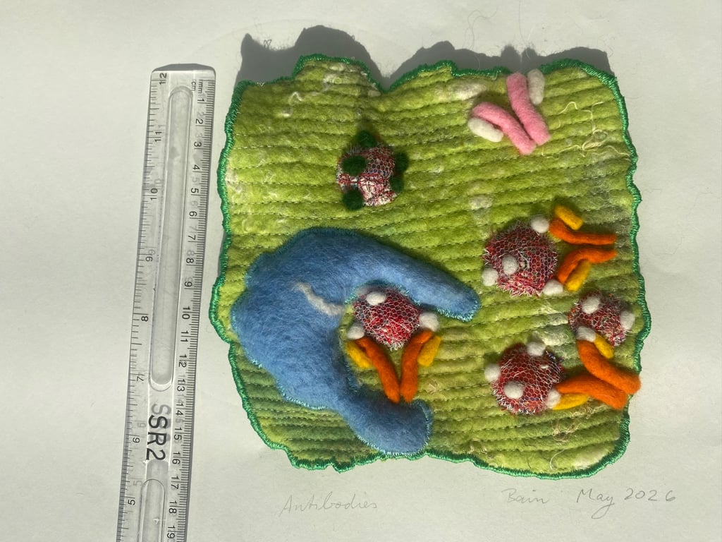 Hand-Felted Antibodies & Immune Response Fiber Art - Subatomic Stitch