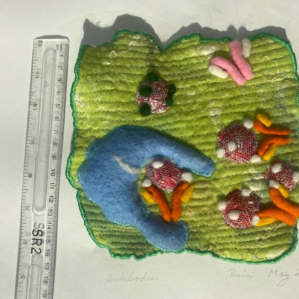 Hand-Felted Antibodies & Immune Response Fiber Art - Subatomic Stitch