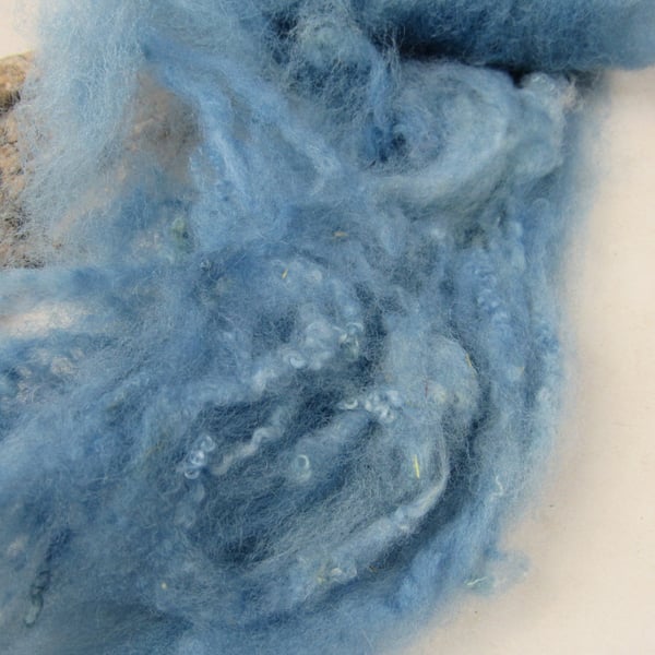 10g Naturally Dyed Light Indigo Blue BFL Shetland Felting Wool