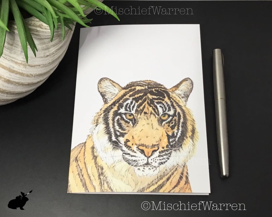 Tiger Art Card - Blank or personalised for any occasion