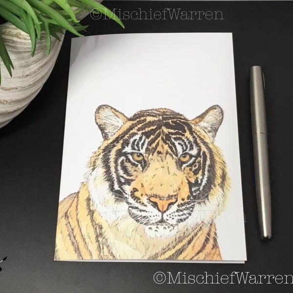 Tiger Art Card - Blank or personalised for any occasion