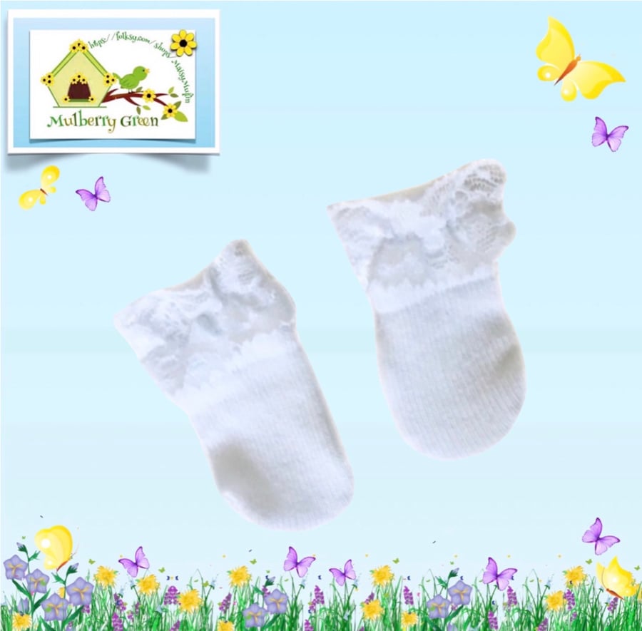 Reserved for Tracey - White Lace Topped Ankle Socks