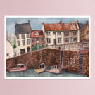 Crail Fishing Village Print - Scotland Coastal Illustration - Fife Wall Art