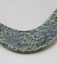 Forest Green Leaf Pattern Ceramic Crescent Bib Pendant - Image 2