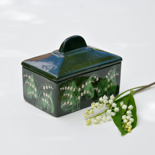 Lily of the Valley Butter Dish - Hand Painted