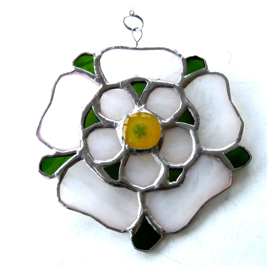 Yorkshire Rose Suncatcher Stained Glass Handmade