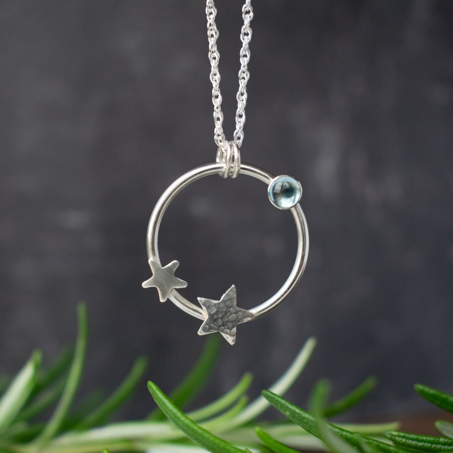 STARRY NIGHT Stars and Topaz Necklace - Sterling Silver 