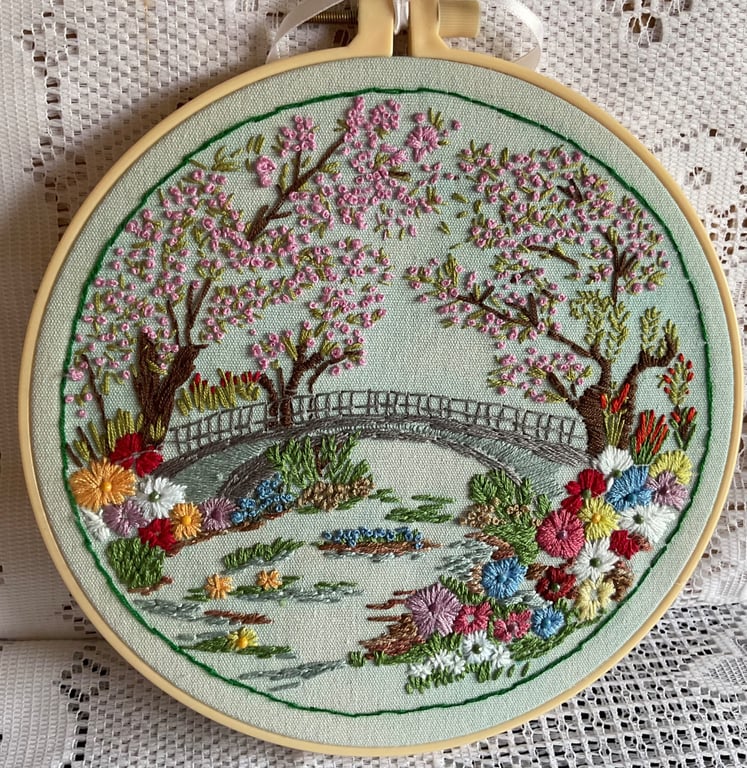 A pretty summer scene hand embroidered by me
