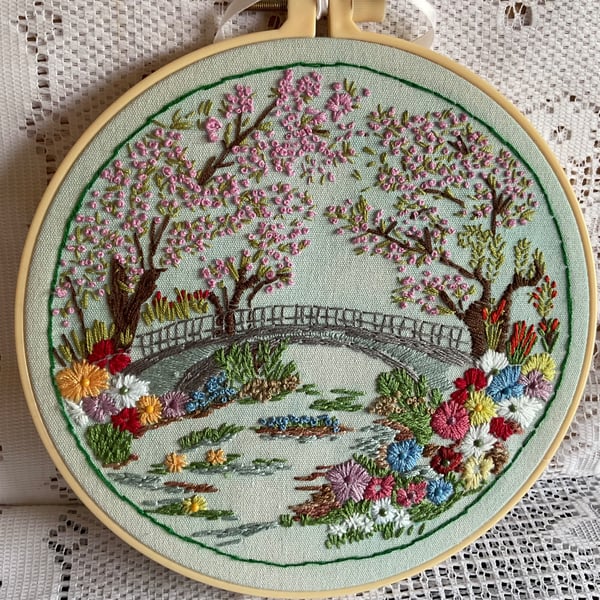 A pretty summer scene hand embroidered by me