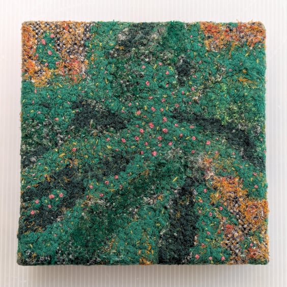 Abstract Textile Art: deep green - DEEP UNFRAMED