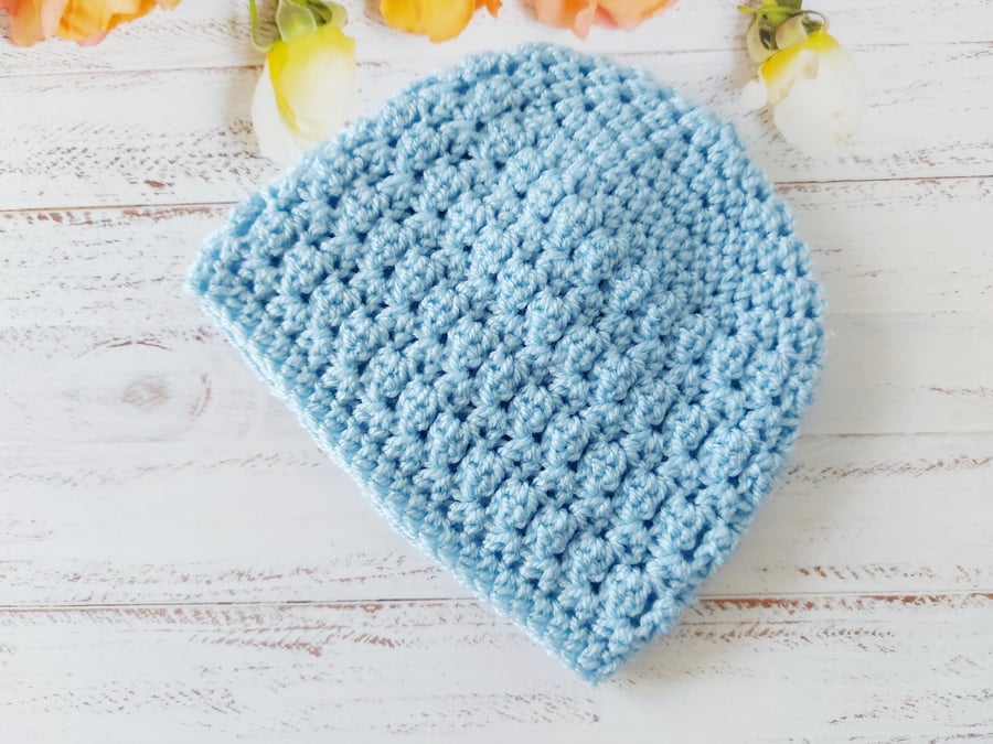 Handmade Crochet Baby Beanie Hat, Sizes Newborn to 2 Years, Made To Order